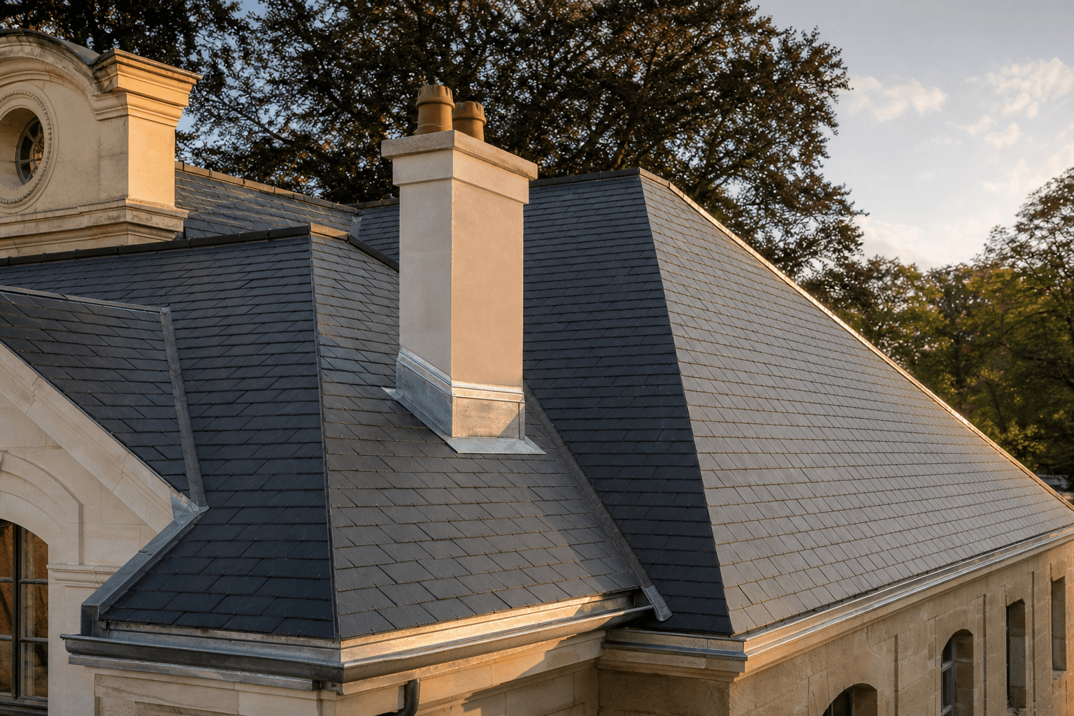 Détail d’une couverture inspectée avant une réparation de toiture